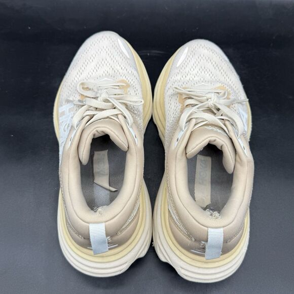 Hoka One One Bondi 8 Women’s Running Shoes 7B Shifting Sand Eggnog Ivory White - Picture 6 of 8